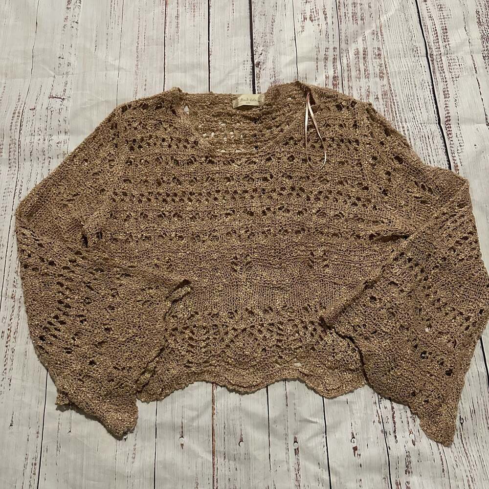 Altar'd State Crochet Knit Sweater Boho Cottagecore Open Weave Pullover
